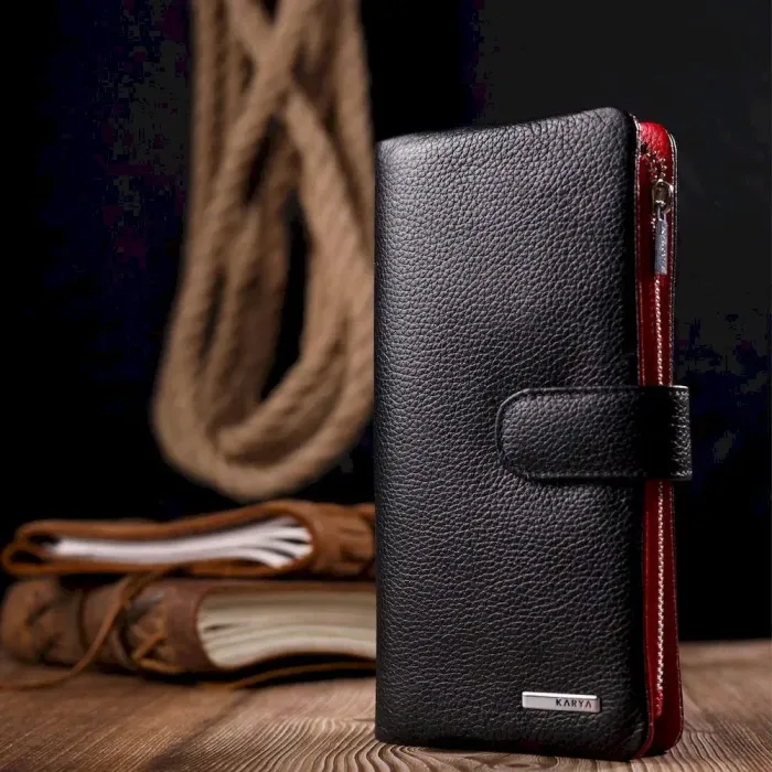 Функціональне жіноче портмоне з натуральної шкіри KARYA 20996 Чорний
