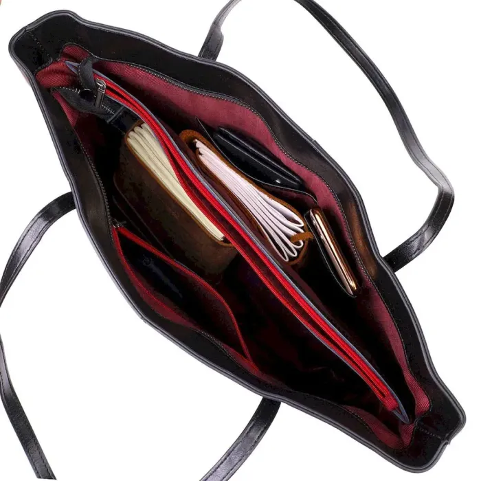 Функціональна сумка шоппер із натуральної шкіри 22095 Vintage Чорна