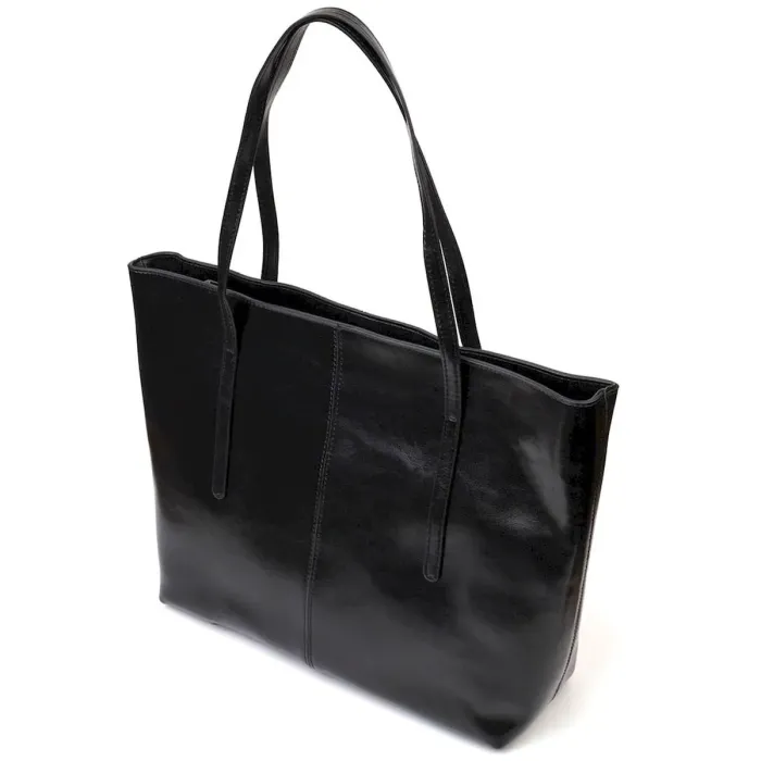 Функціональна сумка шоппер із натуральної шкіри 22095 Vintage Чорна