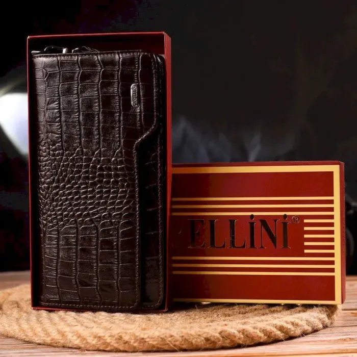 Функціональне портмоне клатч із натуральної шкіри CANPELLINI 21536 Коричневе