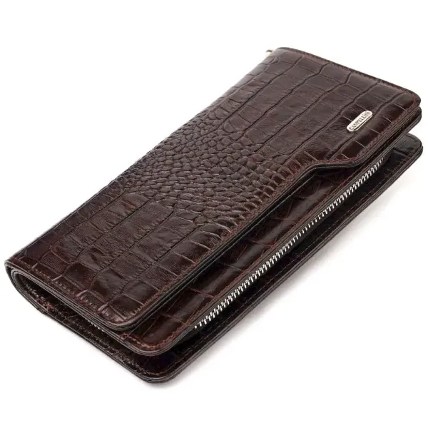 Функціональне портмоне клатч із натуральної шкіри CANPELLINI 21536 Коричневе