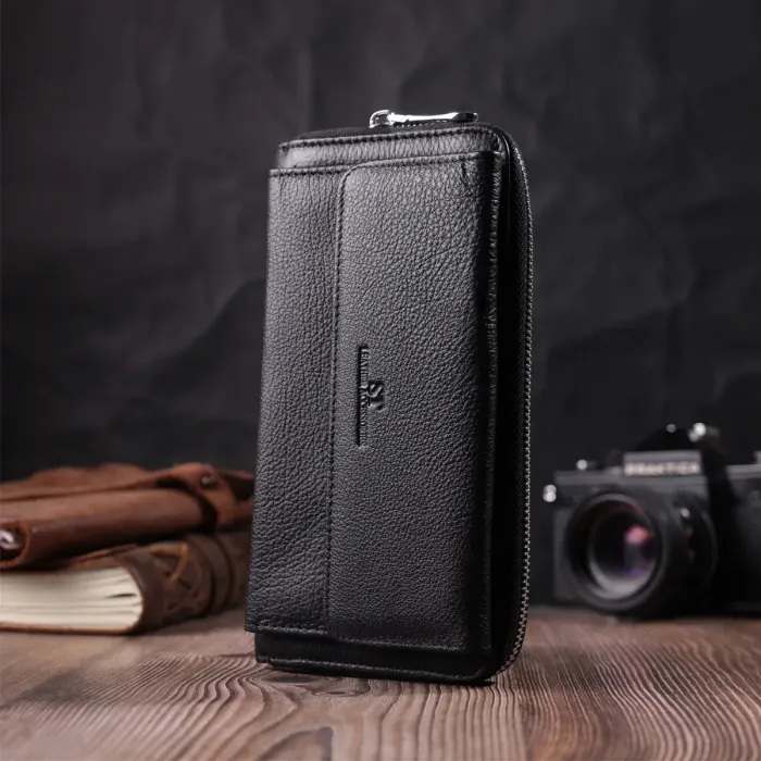 Функціональний гаманець-клатч унісекс із натуральної шкіри ST Leather 22529 Чорний