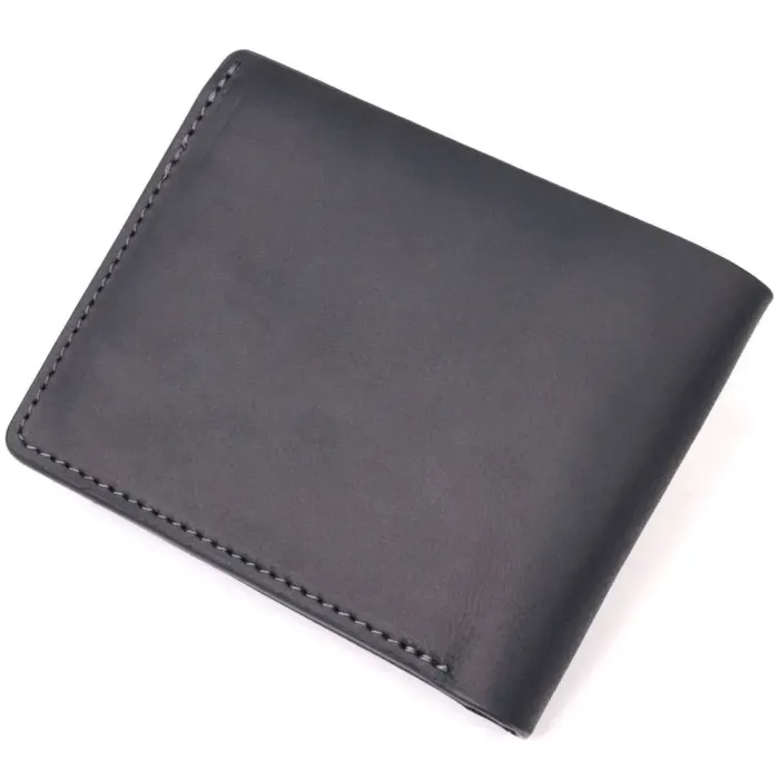 Функціональний шкіряний гаманець без застібки Україна GRANDE PELLE 16755 Чорний