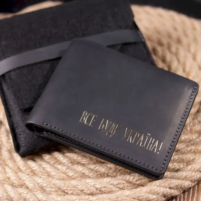 Функціональний шкіряний гаманець без застібки Україна GRANDE PELLE 16755 Чорний