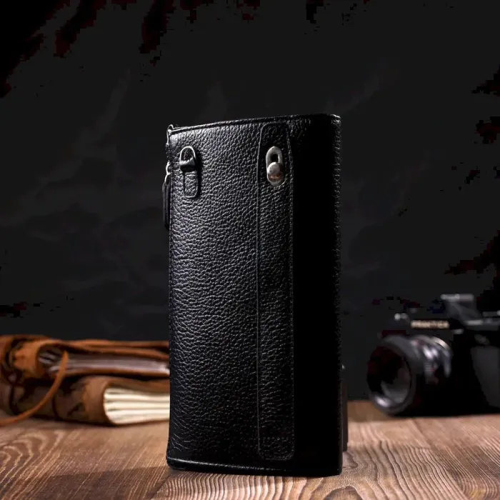 Функциональный мужской клатч из натуральной кожи флотар BOND 22050 Черный