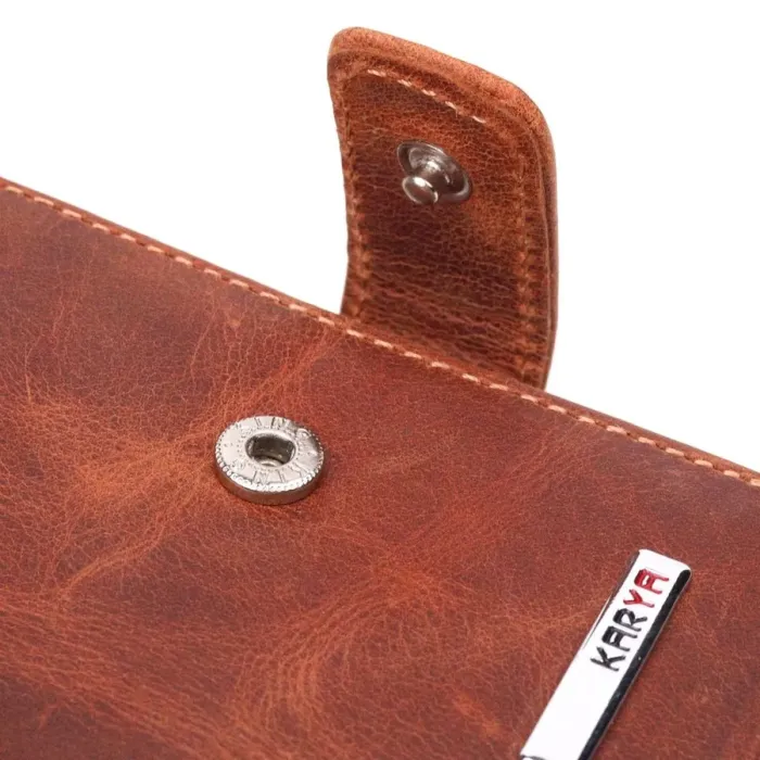 Функциональный мужской кошелек в винтажной коже KARYA 21369 Рыжий