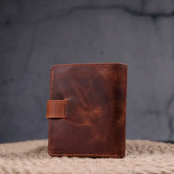 Функциональный мужской кошелек в винтажной коже KARYA 21369 Рыжий