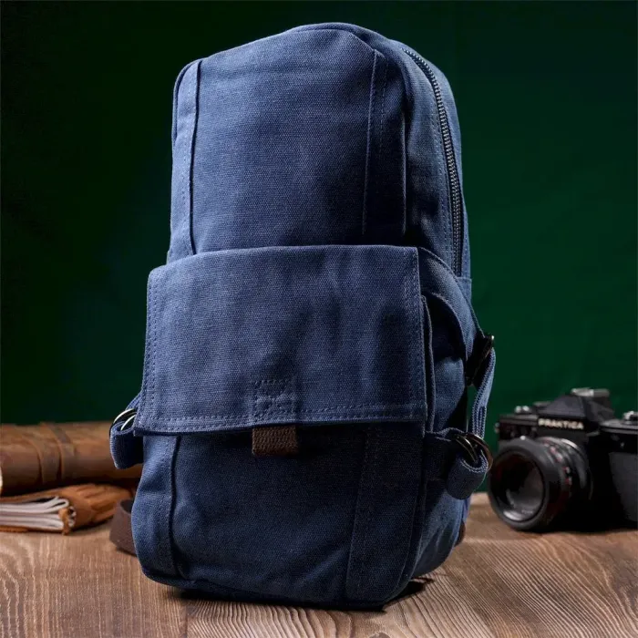 Функціональний текстильний рюкзак у стилі мілітарі Vintagе 22181 Синій