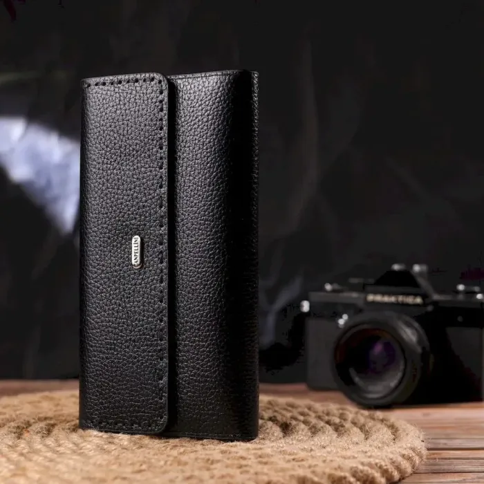 Функциональный женский кошелек из натуральной кожи CANPELLINI 21662 Черный