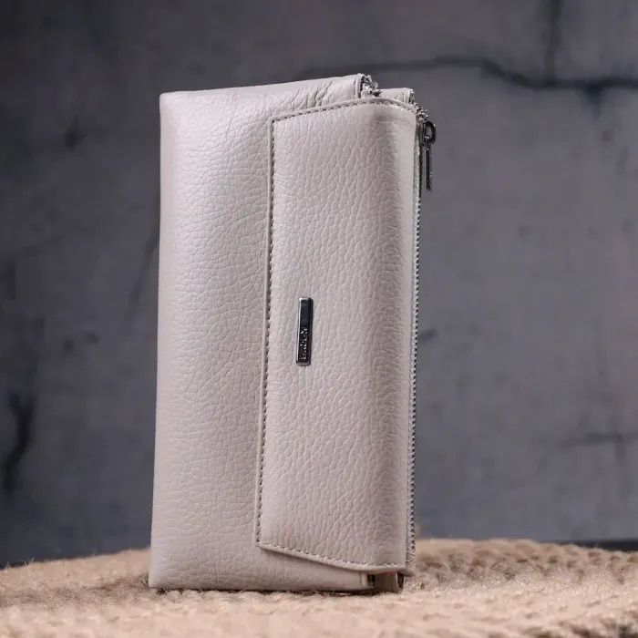 Функциональный женский кошелек из натуральной кожи KARYA 21359 Бежевый