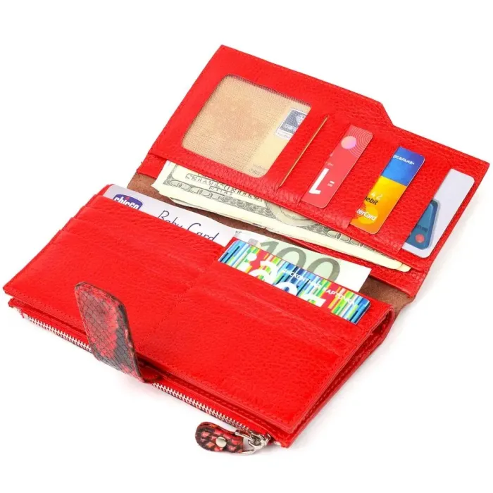 Функціональний жіночий гаманець з натуральної шкіри з тисненням під змію CANPELLINI 21638