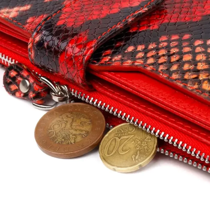 Функціональний жіночий гаманець з натуральної шкіри з тисненням під змію CANPELLINI 21638