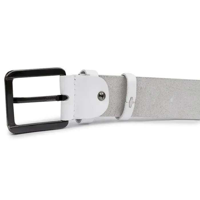 Гладкий добротный мужской ремень Vintage 20737 Белый