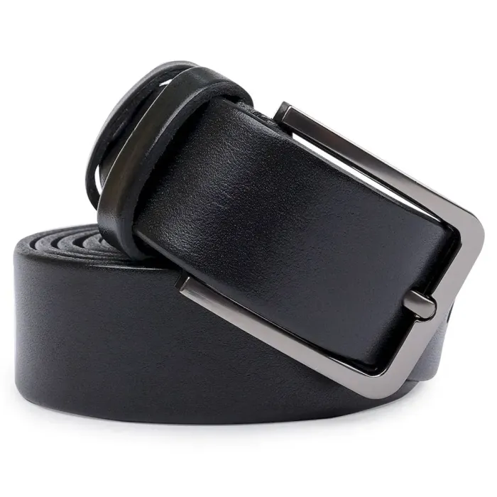 Гладкий мужской ремень батал Vintage 20712 Черный