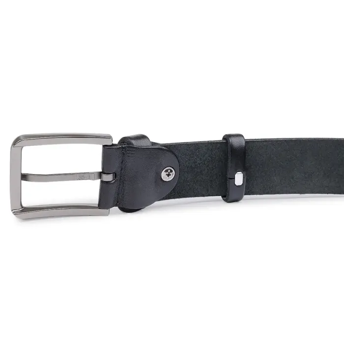 Гладкий мужской ремень батал Vintage 20712 Черный