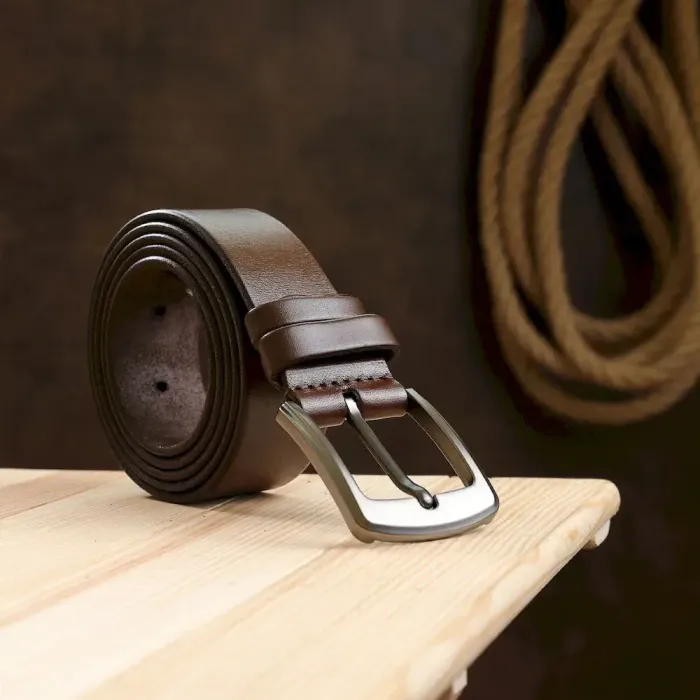 Гладкий мужской ремень Vintage 20748 Коричневый