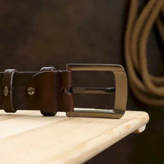 Гладкий мужской ремень Vintage 20748 Коричневый