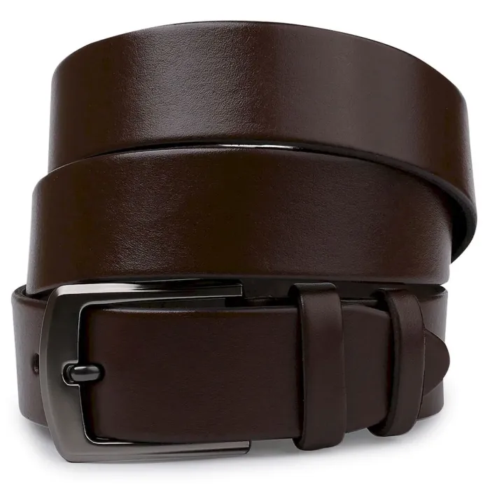 Гладкий мужской ремень Vintage 20748 Коричневый