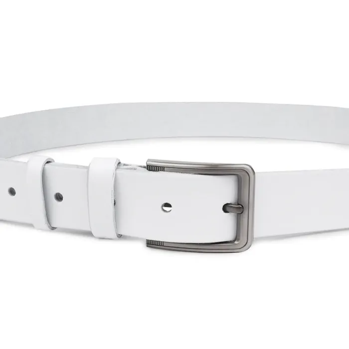 Гладкий стильный мужской ремень Vintage 20718 Белый