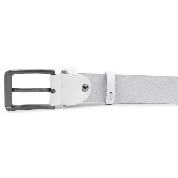 Гладкий стильный мужской ремень Vintage 20718 Белый