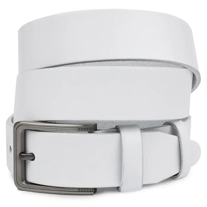 Гладкий стильный мужской ремень Vintage 20718 Белый