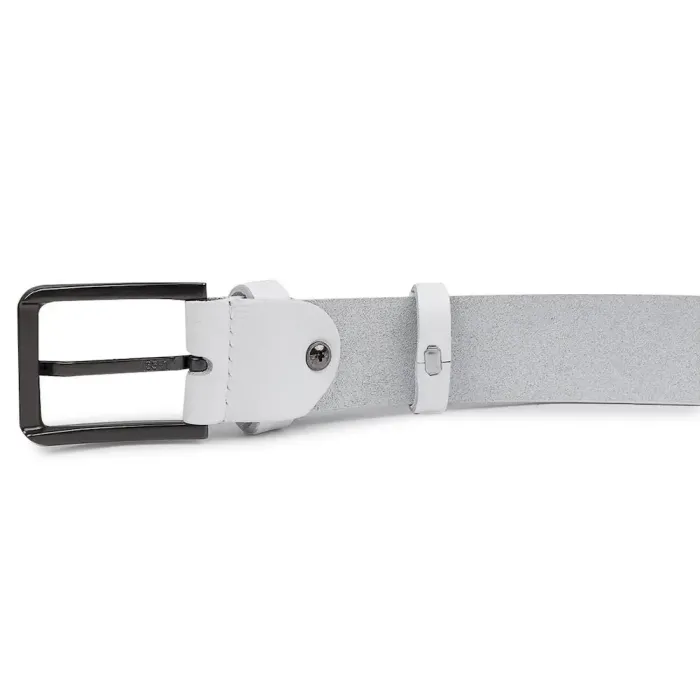 Гладкий строгий ремень унисекс Vintage 20714 Белый