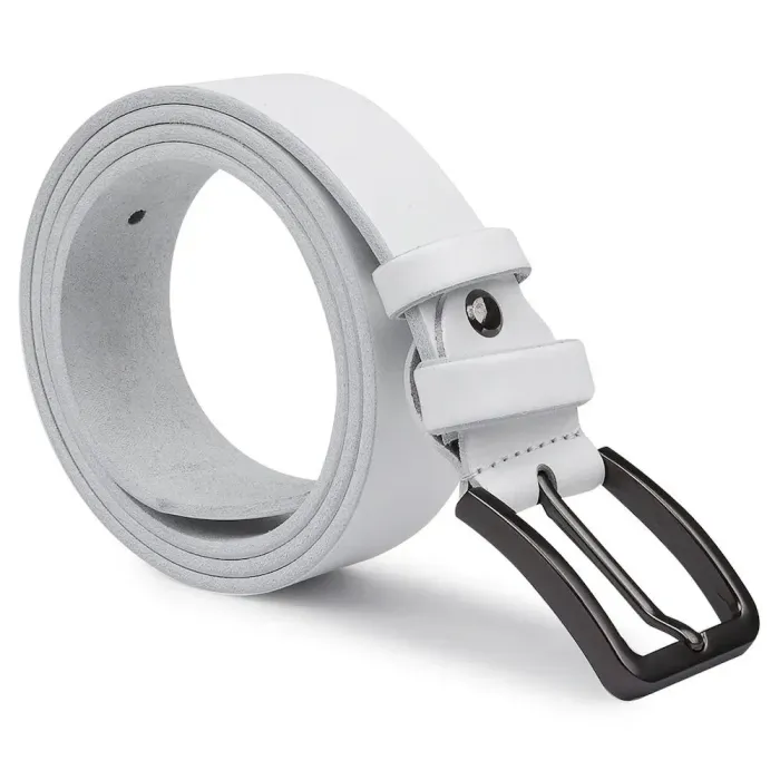 Гладкий строгий ремень унисекс Vintage 20714 Белый