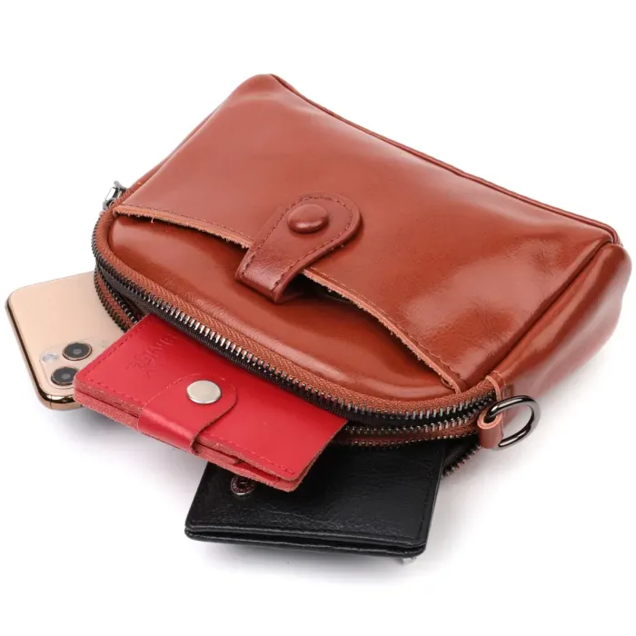 Глянсова жіноча сумка на кожен день з натуральної шкіри Vintage 22419