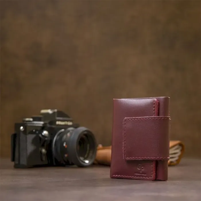 Глянсове шкіряне портмоне GRANDE PELLE 11456 Бордовий