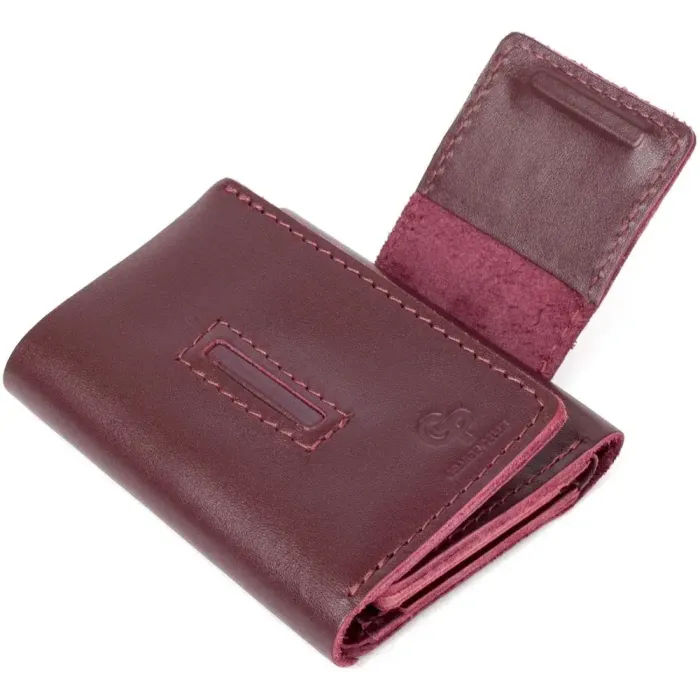 Глянсове шкіряне портмоне GRANDE PELLE 11456 Бордовий