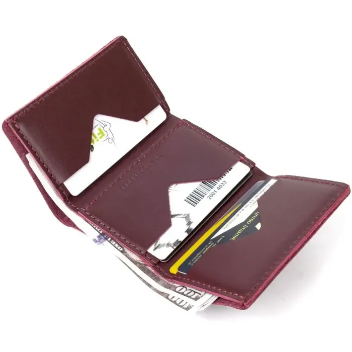 Глянсове шкіряне портмоне GRANDE PELLE 11456 Бордовий