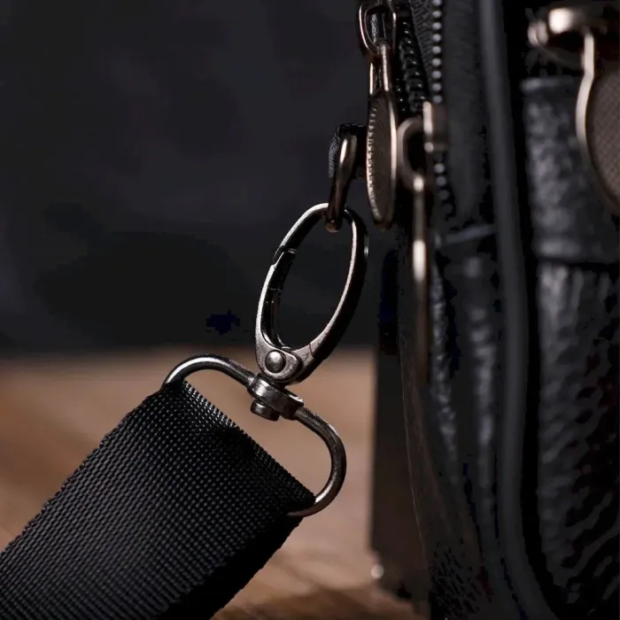 Горизонтальна поясна сумка для чоловіків з натуральної шкіри 21485 Vintage Чорна