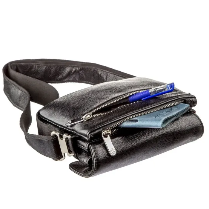 Горизонтальна барсетка з натуральної шкіри флотар 17365 KARYA Чорна