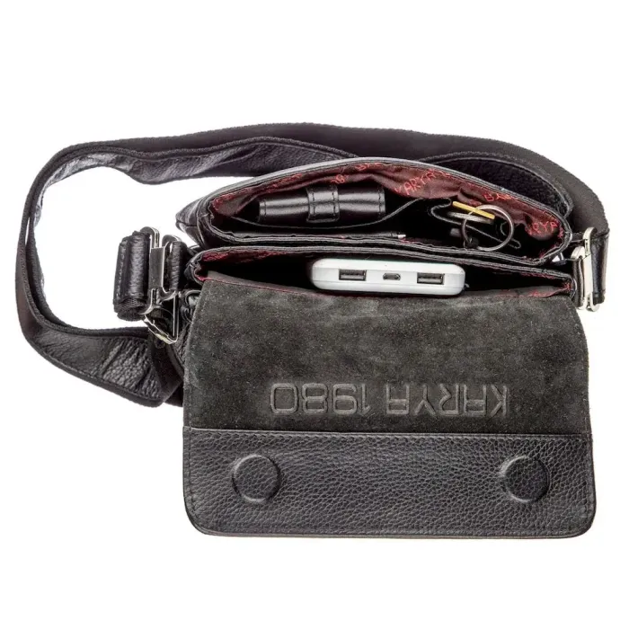 Горизонтальна барсетка з натуральної шкіри флотар 17365 KARYA Чорна