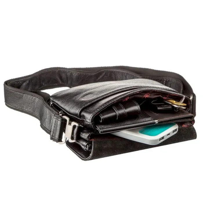 Горизонтальна барсетка з натуральної шкіри флотар 17365 KARYA Чорна