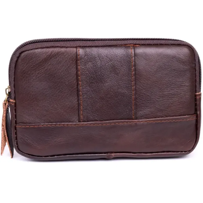 Горизонтальна барсетка на ремінь штанів шкіряна Vintage 20354 Коричнева