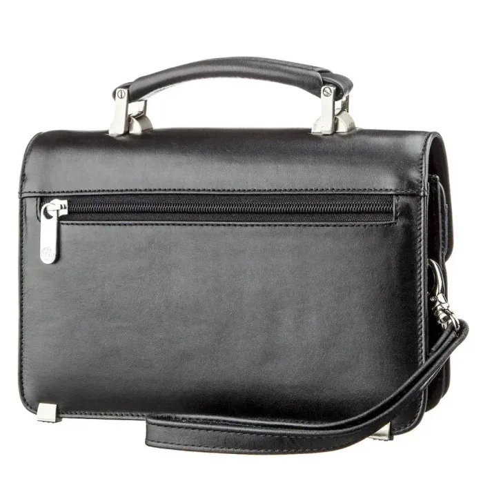 Горизонтальна чоловіча барсетка у гладкій шкірі 17390 KARYA Чорна