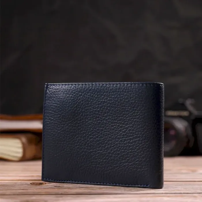 Горизонтальне чоловіче портмоне із натуральної зернистої шкіри CANPELLINI 21776 Синє