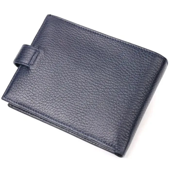 Горизонтальне чоловіче портмоне з хлястиком із натуральної шкіри KARYA 21085 Синій