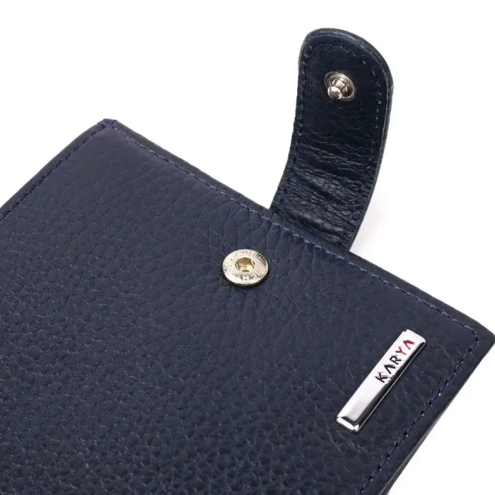 Горизонтальне чоловіче портмоне з хлястиком із натуральної шкіри KARYA 21085 Синій