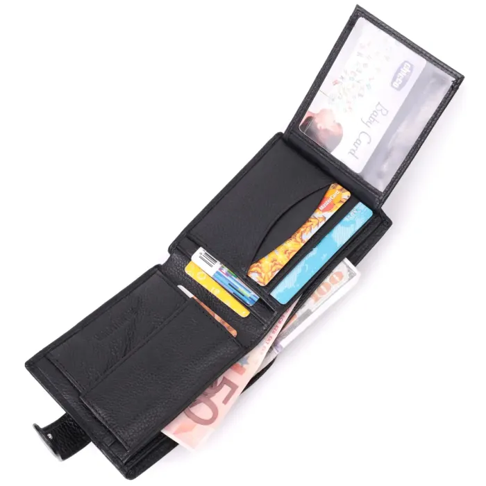 Горизонтальне портмоне для чоловіків із натуральної шкіри ST Leather 22459 Чорний