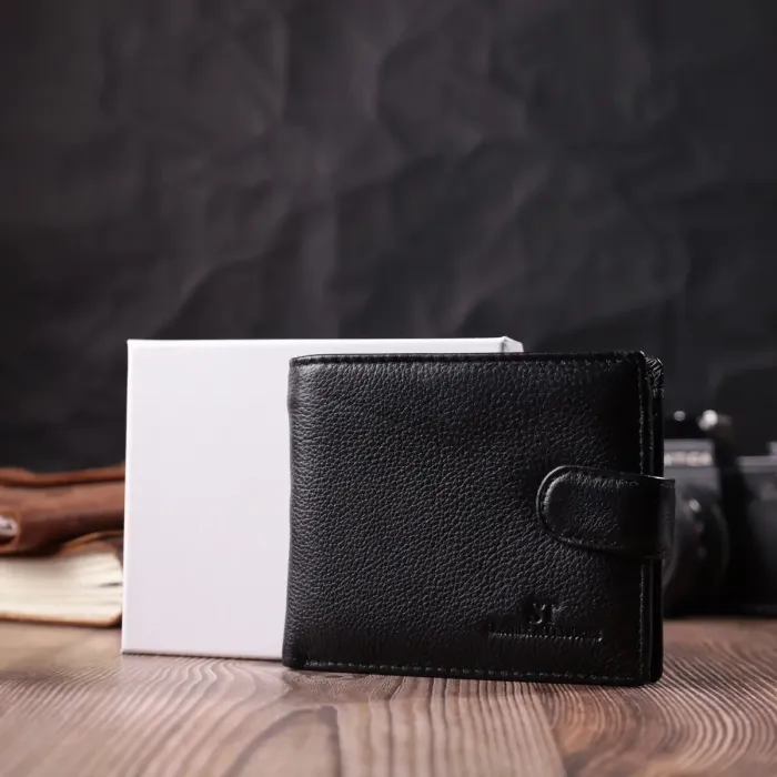 Горизонтальне портмоне для чоловіків із натуральної шкіри ST Leather 22459 Чорний