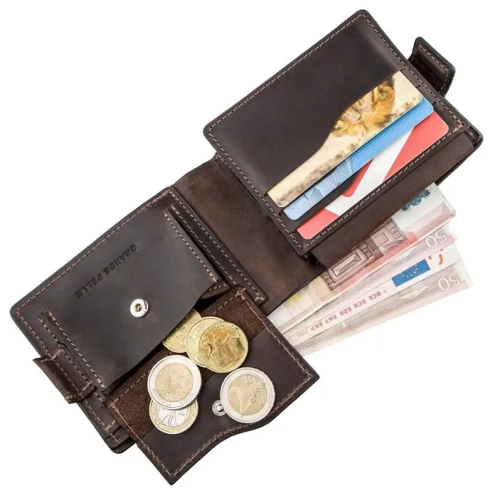 Горизонтальное портмоне унисекс GRANDE PELLE 11218 Коричневое