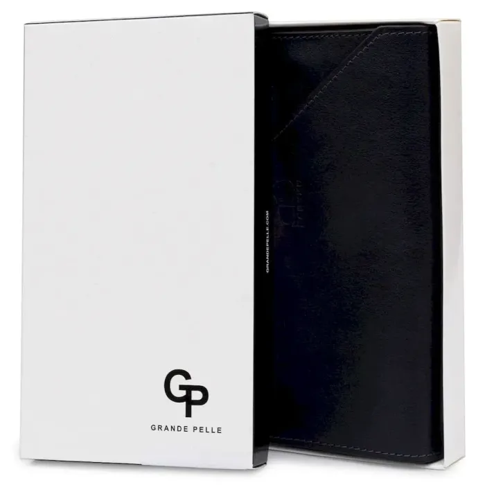 Горизонтальне стильне портмоне унісекс GRANDE PELLE 11557 Синій