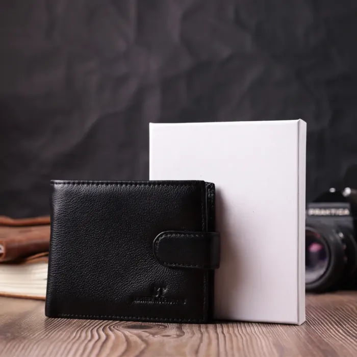 Горизонтальний гаманець середнього розміру з натуральної шкіри ST Leather 22454 Чорний