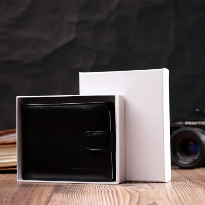 Горизонтальный мужской бумажник из натуральной кожи ST Leather 22443 Черный