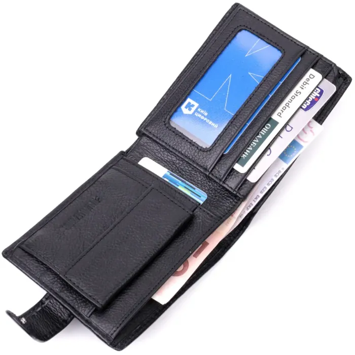 Горизонтальный мужской бумажник из натуральной кожи ST Leather 22443 Черный