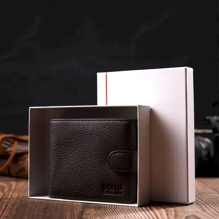 Горизонтальний чоловічий гаманець із натуральної шкіри флотар BOND 22007 Коричневий