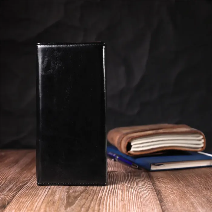 Горизонтальный женский кошелек из натуральной кожи KIVI 19087 Черный