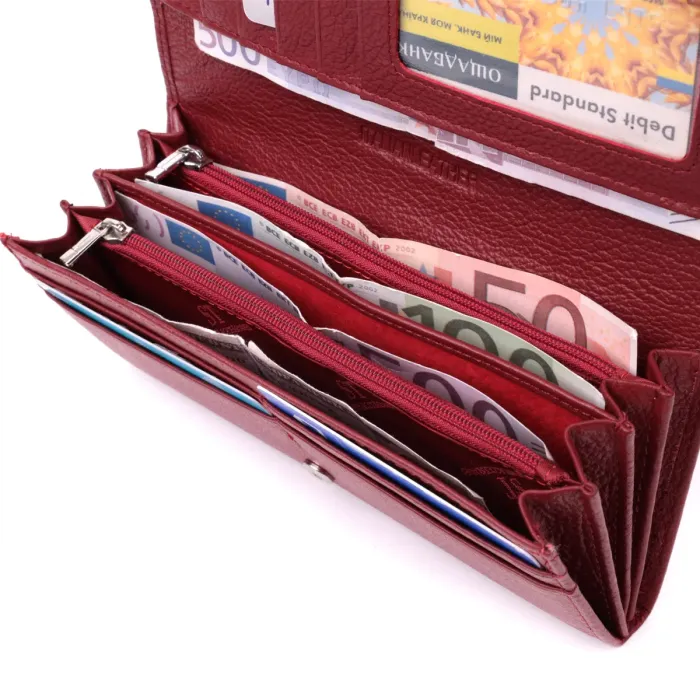 Горизонтальний жіночий гаманець із натуральної шкіри ST Leather 22516 Бордовий